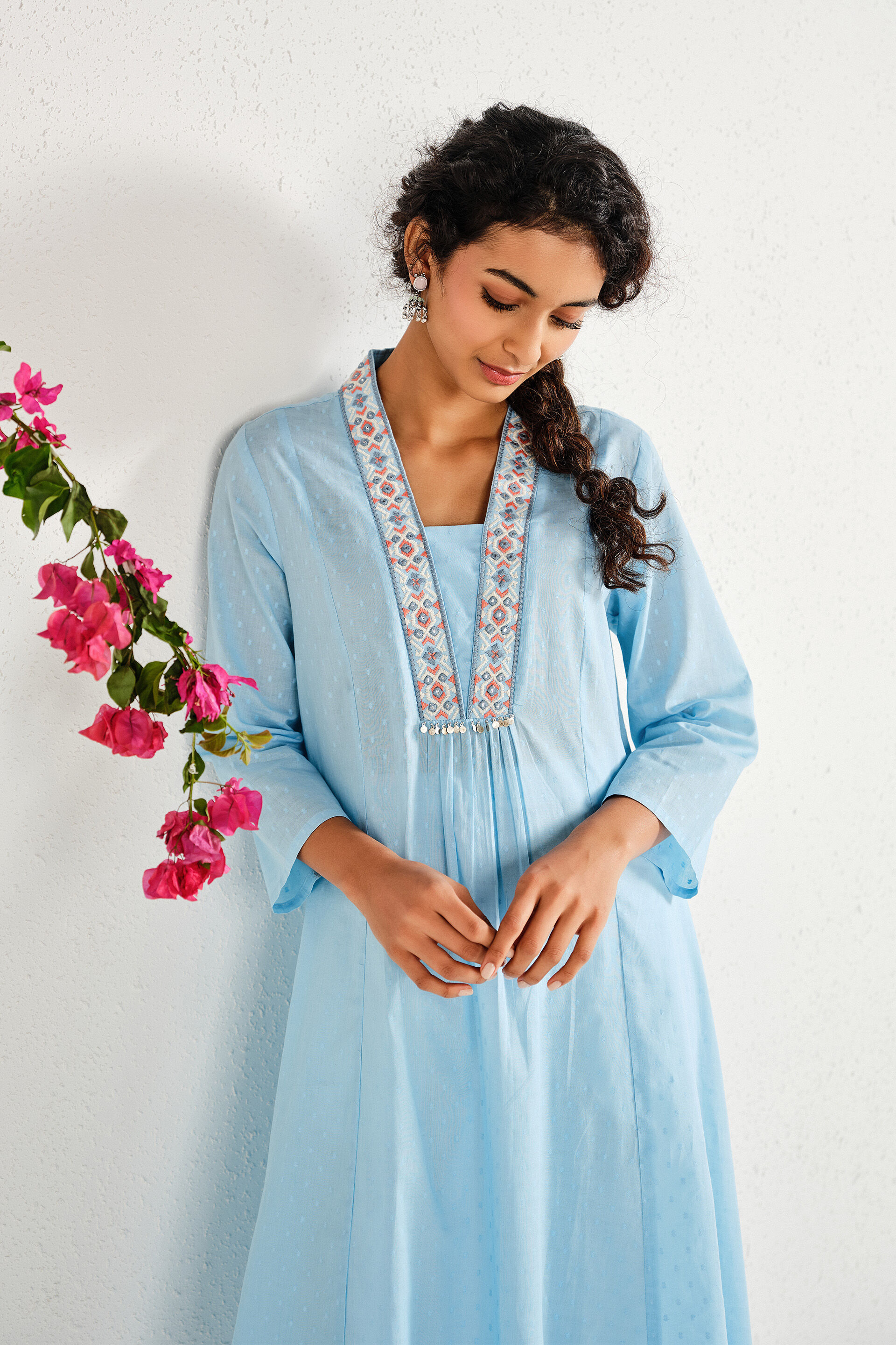Mehroz Blue Kurta, Sky Blue, image 4